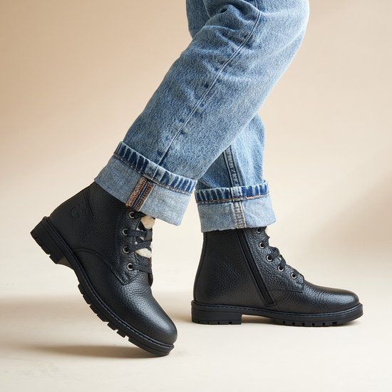 Muyters Veterboots Zwart Leer Kinderschoenen Maat 34