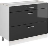 Vicco Keukenonderkast R-Line, Antraciet Hoogglans/Wit, 100 cm zonder werkblad