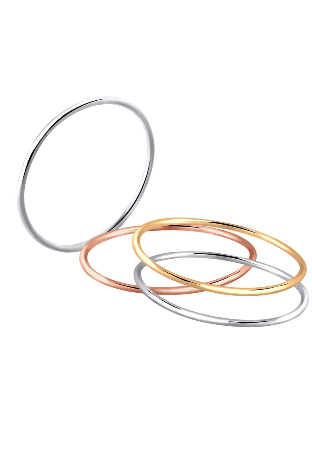 Elli Ring Dames Set Stacking Rings Tri-Color - 925 Sterling Zilver