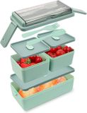 Unyqoos Bento Box, boîte à lunch étanche avec compartiments, boîte à pain pour enfants pour maternelle et école, adaptée aux enfants et aux adultes, lavable au lave-vaisselle, ABS (Nordic Green)