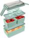 Unyqoos Bento Box, boîte à lunch étanche avec compartiments, boîte à pain pour enfants pour maternelle et école, adaptée aux enfants et aux adultes, lavable au lave-vaisselle, ABS (Nordic Green)