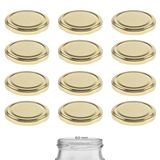 mikken Deksels, TO 70/7,3 cm, pasteuriseerbaar voor jampotten, twist-off, reservedeksel, schroefdeksel voor inmaakpotten, goudkleurig, 12 stuks