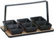 Alpina Serveerplank met 6 Schaaltjes - Bamboe/Aardewerk - Zwart - L24 cm