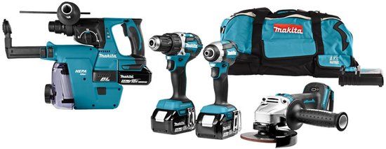 Makita DLX4103W Accu Combiset 4-delig 18V 5.0Ah - Incl. Tas - 3 Accu's