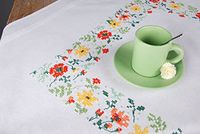 VERVACO Borduurpakket Voorbedrukt Tafelkleed Kruissteek VERSE BLOEMEN