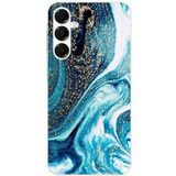 Samsung Galaxy A36 5G Marbre bleu paillete bedrukt siliconen hoesje