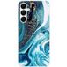 Samsung Galaxy A36 5G Marbre bleu paillete bedrukt siliconen hoesje