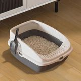 Kattenbak Donkergrijs Kattenbak Plastic Open Kattenbak met Schep 49 x 38 x 23 cm