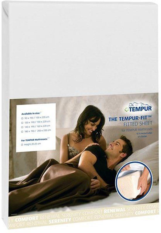 TEMPUR Hoeslaken - Stretch Jersey Wit - 180/200 x 200/220 cm