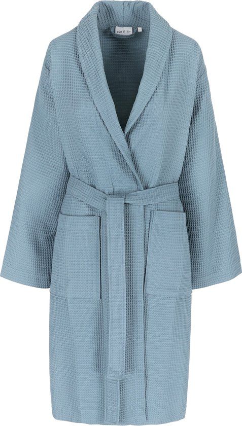 Casilin Sauna Badjas Dames - 100% Katoen - Wafel - Blauw - Medium