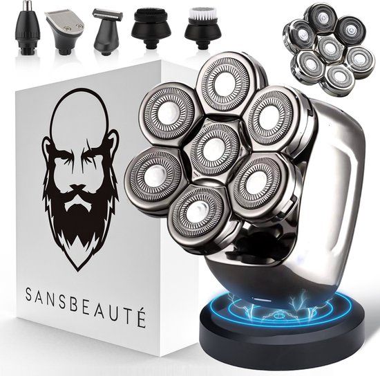 Sansbeauté 6-in-1 Scheerapparaat Mannen + Extra Scheerkop - SkullSharp PRO