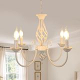 Comely Smeedijzeren hanglamp, wit, 4 E14, in hoogte verstelbaar
