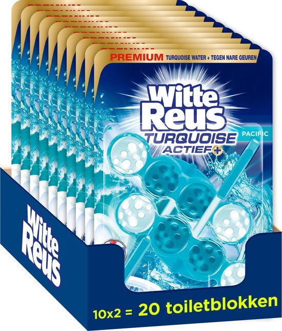 Witte-Reus Toiletblok Turquoise Actief - 10x2 stuks- Voordeelverpakking