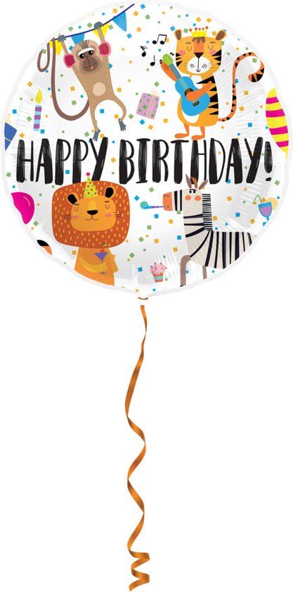 Folat Folieballon Happy Birthday Dieren