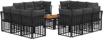 vidaXL - Banc de jardin - Set - 13 - pièces - Noir - et - Gris foncé - poly - rotin