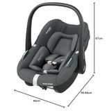 Maxi-Cosi Maxi-Cosi Pebble S i-Size, baby autostoel, 0-15 maanden, 0-13 kg, 40-83 cm, lichte autostoel voor pasgeborenen, Click & Go-installatie, G-Cell Side Impact Protection, Baby-Hugg Inlay, tonaal grafiet