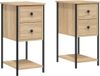 vidaXL Nachtkastjes - Set van 2 - Bewerkt Hout - Gerookt Eikenkleurig - 32x42x70 cm
