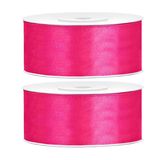 Partydeco Cadeaulint - 2x - roze - 2,5 cm x 25 meter - satijn - sierlint - inpakken - decoratie