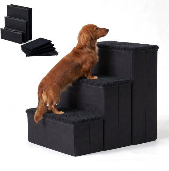 Relaxdays hondentrap - 40x48x54 cm - zwart - 3 treden