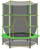 Bolt Trampoline avec filet de sécurité - 140 cm - Rond - Sur pieds - Coussin de bordure vert - Gris