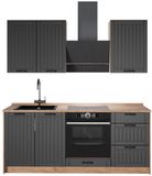 Vicco Eenpersoonskeuken Fame-Line, Donkergrijs/Goudkleurig Eiken, 190 cm