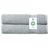 Delara Set van 2 badhanddoeken, 100% biologisch katoen, 650 g/m², vedergevoel, sneldrogend, GOTS-gecertificeerd, Oeko-Tex gecertificeerd, groen, 91,4 x 177,8 cm