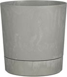 Mica Decorations Bloempot Coco - met onderschaal - betongrijs - H19 x D18 cm - kunststof - buiten