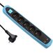 Electraline Gummy 35617 stekkerdoos met 5 stopcontacten en 2 USB-poorten, siliconen afdekking, schokbestendig, kabel 2 m, platte stekker