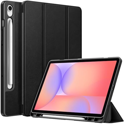 Fintie Slank hoesje voor Samsung Galaxy Tab S10 FE/ S9 FE 5G 10,9 Inch/Tab S9 11 Inch met ingebouwde S-penhouder, zachte TPU Smart Stand Achterkant Auto Wake/Sleep functie, Zwart