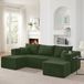 STILVORA Canapé d'angle 3 places - Canapé modulable en L avec 2 poufs déplaçables, porte-gobelets, poches latérales et coussins - Tissu côtelé vert