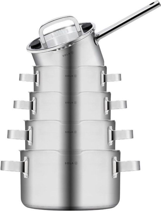 Sola Juvia Pannenset - 5-delig - RVS - Inductie Geschikt