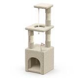 VOUNOT Kattenboom Klein, Kattenboom voor Katten, Stabiele Krabpaal met Platform, Grot, Sisal Stammen, Hoogte 88 cm, Beige