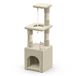 VOUNOT Kattenboom Klein, Kattenboom voor Katten, Stabiele Krabpaal met Platform, Grot, Sisal Stammen, Hoogte 88 cm, Beige