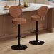 Ensemble de tabourets de bar, 2 pièces, pivotant à 360°, réglable en hauteur, similicuir, marron