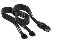 CORSAIR Elite Premium Type 5 Individueel Omhulde 2x 8-Pins naar PCIe 12V-2x6 600W PSU-Kabel – Drievoudige mesh paracord-omhulling, compatibel met Corsair Type 5 PSU's – Zwart
