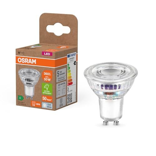 OSRAM PAR16 LED-reflectorlamp, 2W, 360lm, koud wit (4000K), GU10, energieklasse A, 50mm, IP20, 6-pack