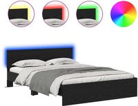 vidaXL Bedframe met hoofdeinde Zwart Eiken 160 x 200 cm Bewerkt hout