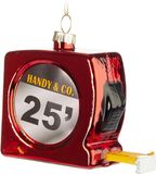 BRUBAKER Meetlint Rood - Handbeschilderde Kerstbal Van Glas - 9 cm