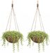 Mica Decorations Hangmand - 2x - D30 x H15 cm - Gevlochten Wilg - Hangende Plantenbak met Ketting