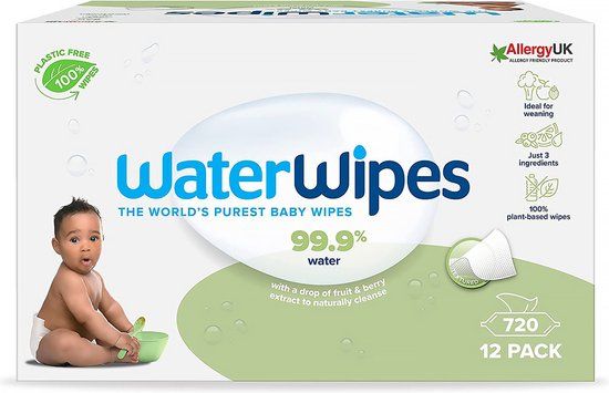 WaterWipes Snoetendoekjes - 720 doekjes - 12 x 60 stuks - voor de gevoelige huid