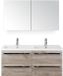 BES LED Seville Badmeubelset 120 cm - 4 Laden Craft Oak - Wastafel Djazz Dubbel met Spiegelkast