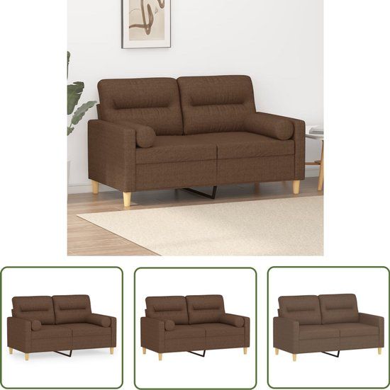 vidaXL Tweezitsbank met sierkussens 120 cm stof bruin