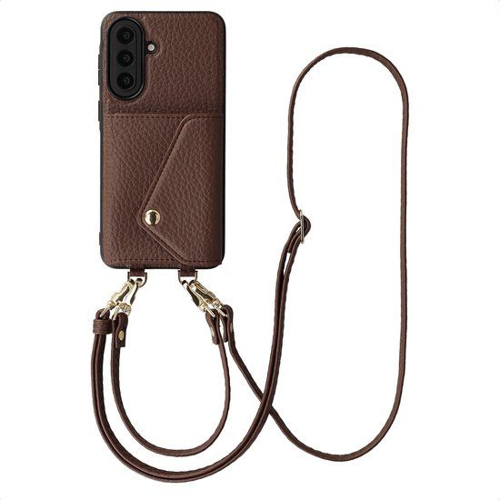 Selencia Hoesje - Geschikt voor Samsung Galaxy A57 (5G) - Sera Koordhoes met pashouder envelop - Chocolate Brown
