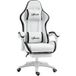 Pangivo Siège de jeu ergonomique avec repose-pieds dossier inclinable 135° similicuir blanc et noir