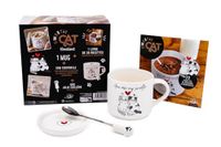 Sweetie Cat Coffret Blanc: Mug avec Couvercle, Cuillère et Livre de Recettes