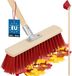 KOTARBAU® Tête de balai, Balai de rue, 33 cm, Balai de nettoyage, Balai d'extérieur, Brosse en nylon rigide, Balai de jardin, Balai de rue robuste, Balai rigide pour extérieur, avec manche, Bois, PVC
