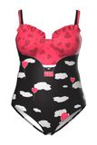 Ulla Popken Chloe Valentines Edition damesbadpak, zwart, 50