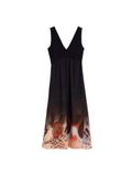 Desigual Jurk sand / kreeft / zwart / wit