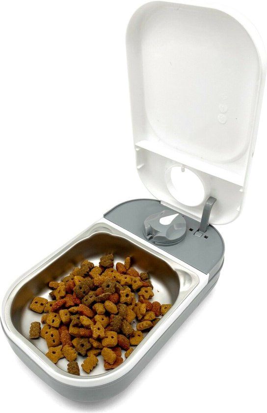 Closer Pets C100 Automatische Voerbak - Katten & Kleine Honden - Timer - RVS - Wit/Zilver