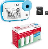 AgfaPhoto Realikids Instant Cam + 1 carte Micro SD 32GB + 3 rouleaux Papier Thermique ATP3WH